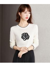 Outlet On Sale Flower Matching Knitting Top 