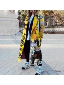 Outlet Winter fashion Unique style cool printd long coat