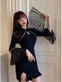 Outlet Modern Lady 2 Colors Flare Sleeve Fishtail Bodycon Dress