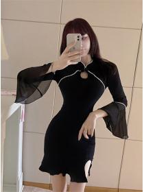 Outlet Modern Lady 2 Colors Flare Sleeve Fishtail Bodycon Dress
