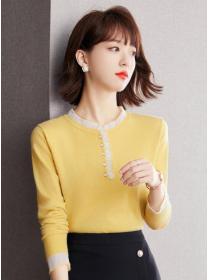 Outlet On Sale Color Matching Knitting Top 