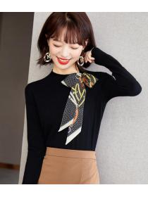 Outlet European Style Bowknot Matching Knitting Top 