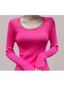 New Style Pure Color Slim Knitting Dress