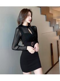 On Sale Hollow Out Gauze Matching Slim Dress