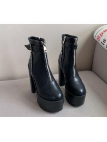 Outlet Sexy Fashionable Thick Flatform Zipper High heels Boots