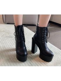 Outlet Sexy Party Wear Round-head Thick Flatform High heels Boots