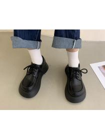 Outlet Autumn round head thick bottom deep mouth strap student shoes loose leather shoes