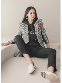 Out Let Grid Printing Fashion Slim Suits 
