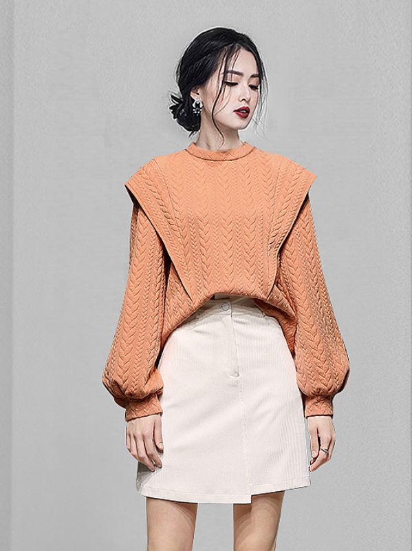 On Sale Pure Color Irrgular Top+Irrgular Fashion Slim Skirt