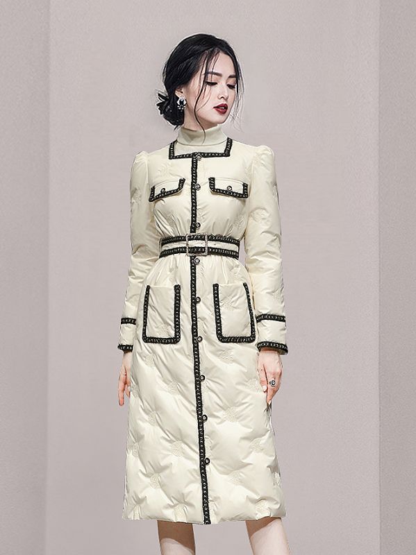 Outlet Color Matching Grace Fashion Long Coat