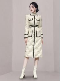 Outlet Color Matching Grace Fashion Long Coat 