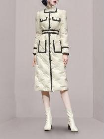 Outlet Color Matching Grace Fashion Long Coat 