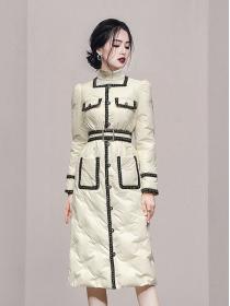 Outlet Color Matching Grace Fashion Long Coat 