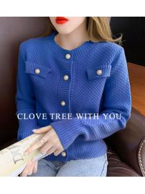 European Style Pure Color Fashion Knitting Coat 
