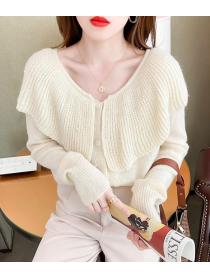 Korean Style Bead Matching Doll Collars Fashion Slim Top