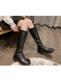 Outlet New thin Square head  Lace-up boots women's knight boots 