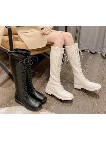 Outlet New thin Square head  Lace-up boots women's knight boots 