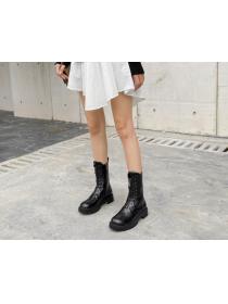 Outlet Thick bottom British style front zipper autumn winter ankle boots