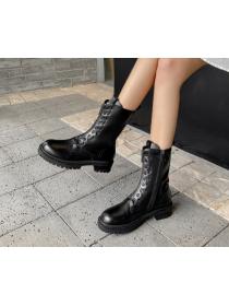 Outlet Thick bottom British style front zipper autumn winter ankle boots