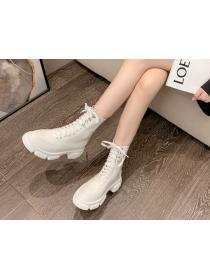 Outlet The new Matching British style platform medium boot ankle boot