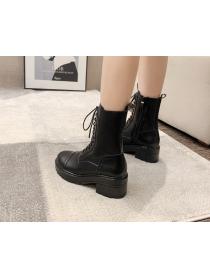 Outlet Thin Matching white platform boot British style ankle boot