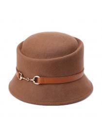 Outlet British fashion wool hat Belt metal buckle Fisherman hat Circle top Short brimmed hat
