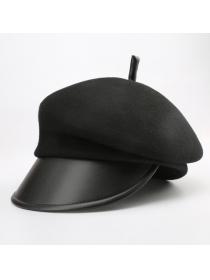 Outlet Winter new Leather eaves cap Korean fashion painter newsboy hat