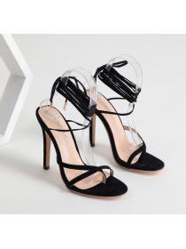 Outlet European  style simple and comfortable strappy high heel sandals