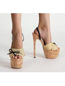 Outlet European fashion fashion Italian style woven high heel cool Sandals