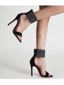 Outlet Comfortable and contracted rhinestones surround with 12cm high heel sandals