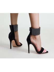 Outlet Comfortable and contracted rhinestones surround with 12cm high heel sandals