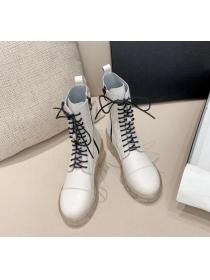 Outlet British style Matching white platform Lace-up boot ankle boots