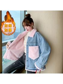 Outlet Winter new Korean fashion Loose Thicken Warm Denim Jacket