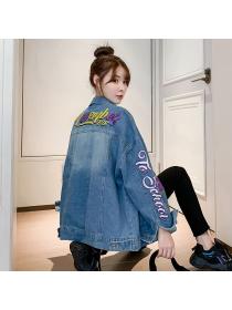Outlet Autumn new Korean fashion Sequins Loose Cool gril’s Denin jacket 