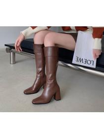 Outlet New Fashion Brown Thick&high heel Matching High Tube Square boots