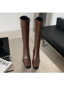 Outlet New Fashion Brown Thick&high heel Matching High Tube Square boots