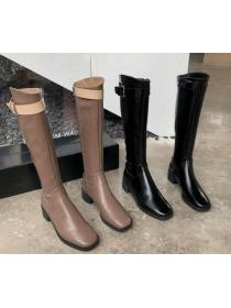 Outlet Autumn new Vintage style Thick heel high boots for women
