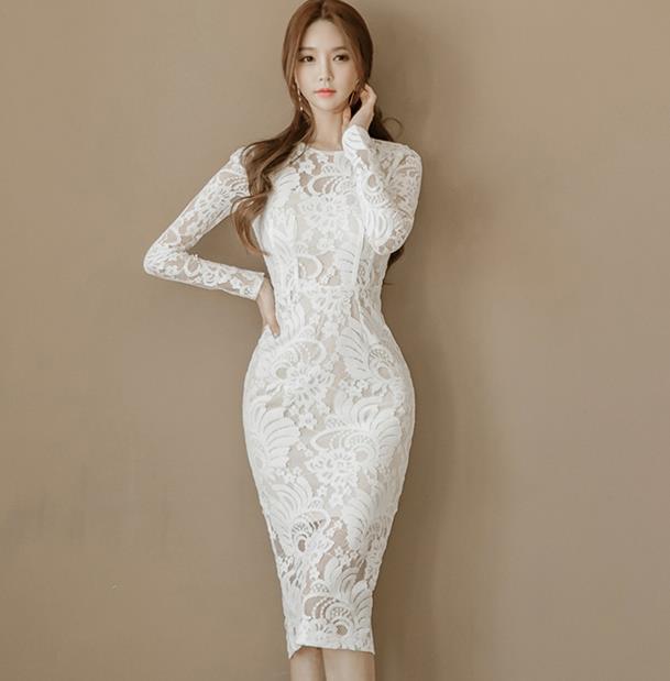 On Sale Hollow Out Lace Slim Dress