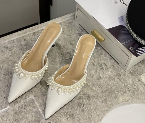 Outlet Elegant Slippers with High heels/Point toe