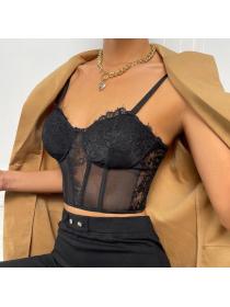 Outlet hot style Black lace sexy gauze small sling vest for women