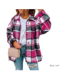 Outlet Autumn new shirt women's long-sleeved lapel breasted plaid Blouse