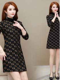Outlet Letter Printing Knitting Thicken Fashion Dress 