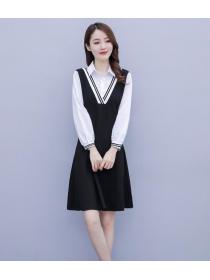 Korean Style V  Collars Stripe Fashion Dress