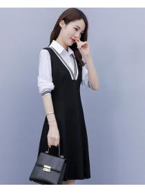 Korean Style V  Collars Stripe Fashion Dress