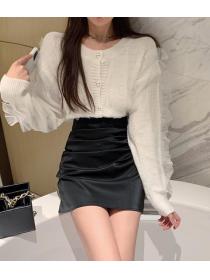 Discount Loose Leisure Style V  Collars Coat 