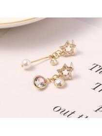 Outlet Korean fashion zircon star pearl pendant asymmetrical earrings