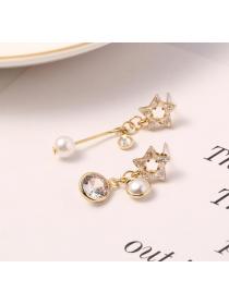 Outlet Korean fashion zircon star pearl pendant asymmetrical earrings