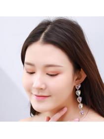 Outlet Korean fashion diamond pink purple earrings temperament earrings for women