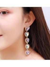 Outlet Korean fashion diamond pink purple earrings temperament earrings for women