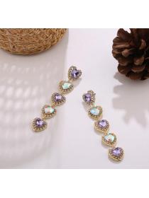 Outlet Korean fashion diamond pink purple earrings temperament earrings for women